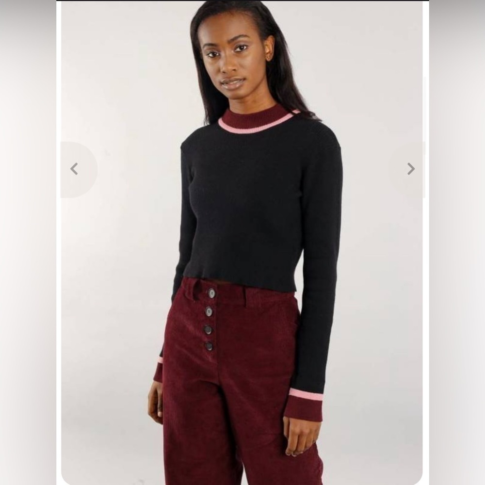 Native Youth Patrisse Knit High Neck Black and Pink Sweater Medium